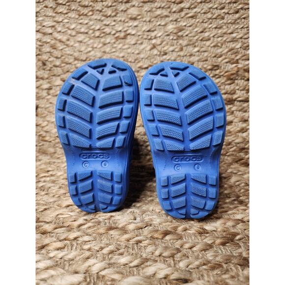 Crocs 12803 Kids Blue Rubber Pull On With Handles Outdoor Rain Boots Size c 6 - Picture 10 of 11